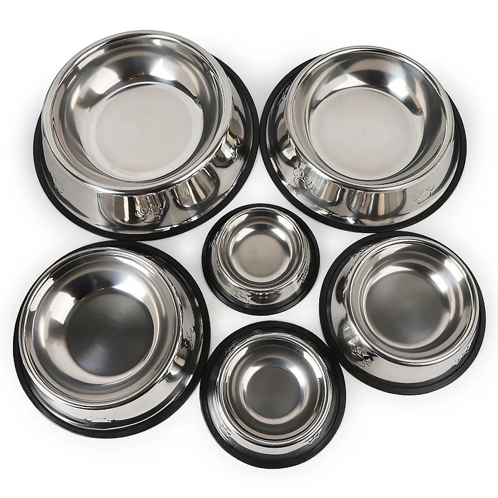 Premium Stainless Steel Pet Food Bowl with Non-Slip Rubber Base-My Little Pet