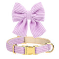 Elegant Velvet Dog Collar and Leash Set with Bowknot for Small to Medium Dogs-My Little Pet