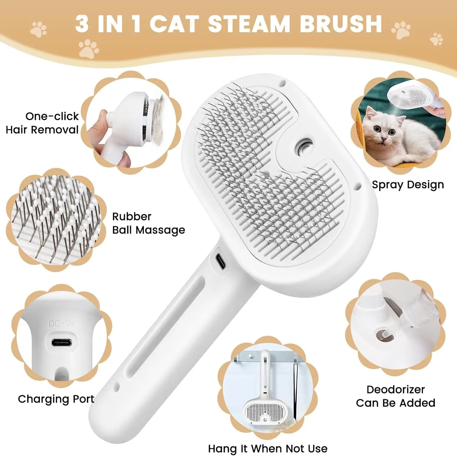 Multifunctional Pet Grooming Comb with Built-in Mist Humidifier for Dogs and Cats-My Little Pet