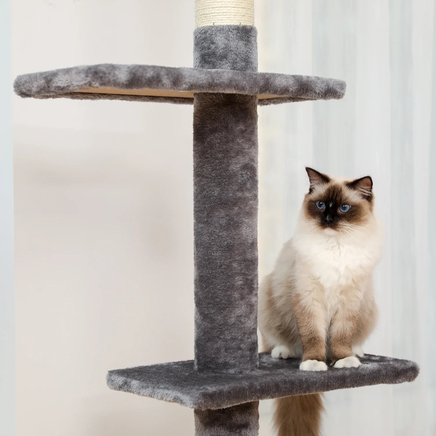 Floor-to-Ceiling Cat Tree - 228-274cm Tall Cat Climbing Tower-My Little Pet