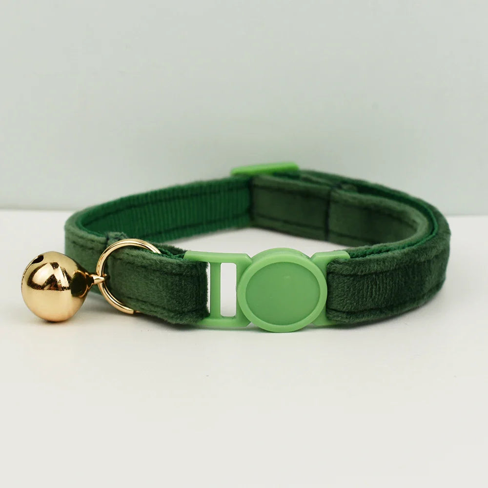 Velvet Cat Collar with Adjustable Safety and Bell-My Little Pet