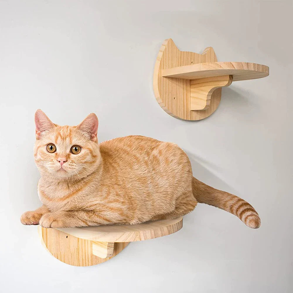 Wall-Mounted Cat Climbing Shelf with Sisal Scratching Post-My Little Pet