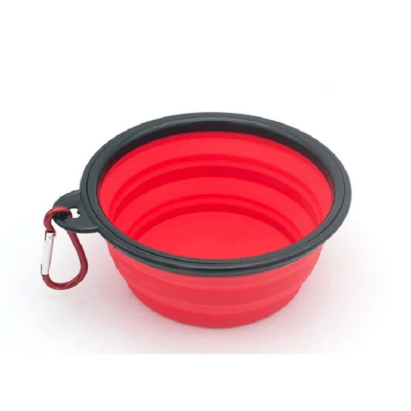 Folding Portable Silicone Dog Feeder Bowl – 2-in-1 Pet Dispenser with Carabiner for Outdoor Travel - My Little Pet