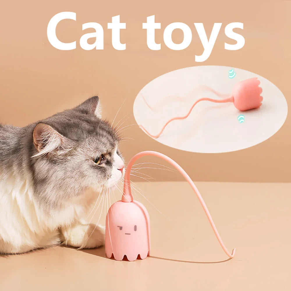 Interactive Electric Cat Teaser with Rotating Silicone Tail-My Little Pet