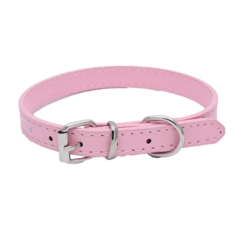 Adjustable Leather Dog and Cat Collar with Alloy Buckle-My Little Pet