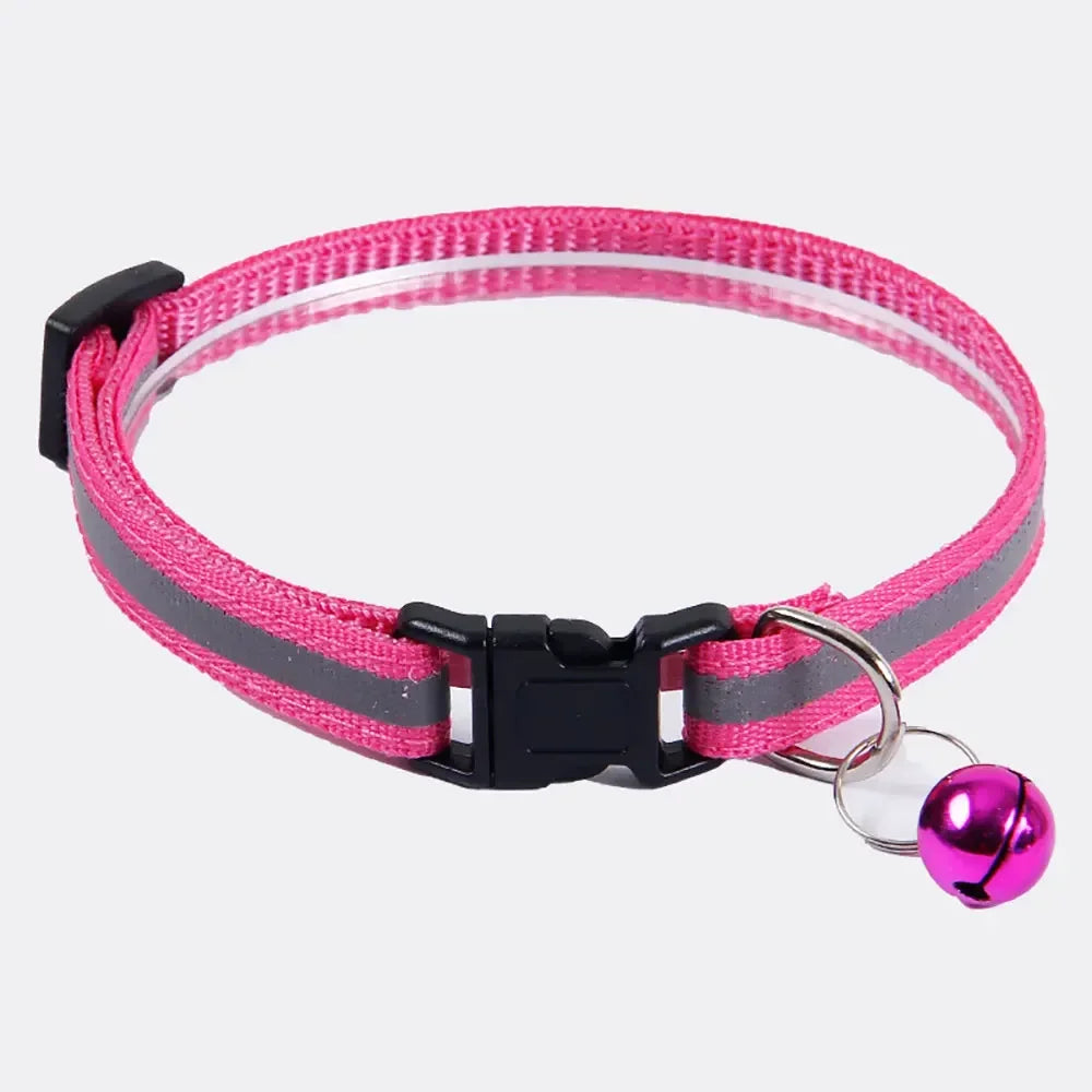 Adjustable Reflective Pet Collar with Bell for Dogs and Cats-My Little Pet