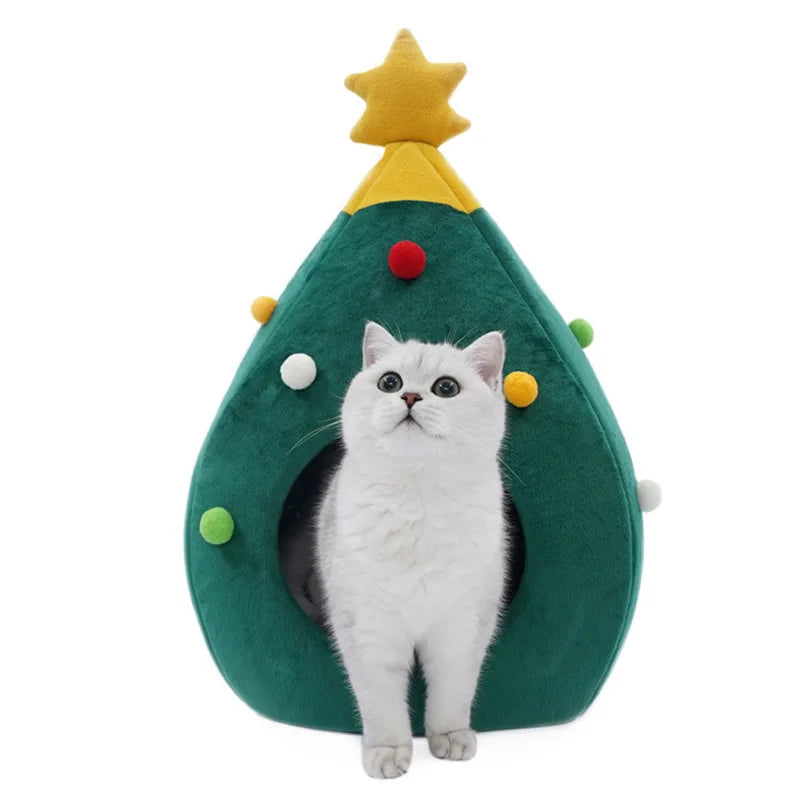 Cozy Christmas Themed Pet Bed for Cats and Dogs-My Little Pet