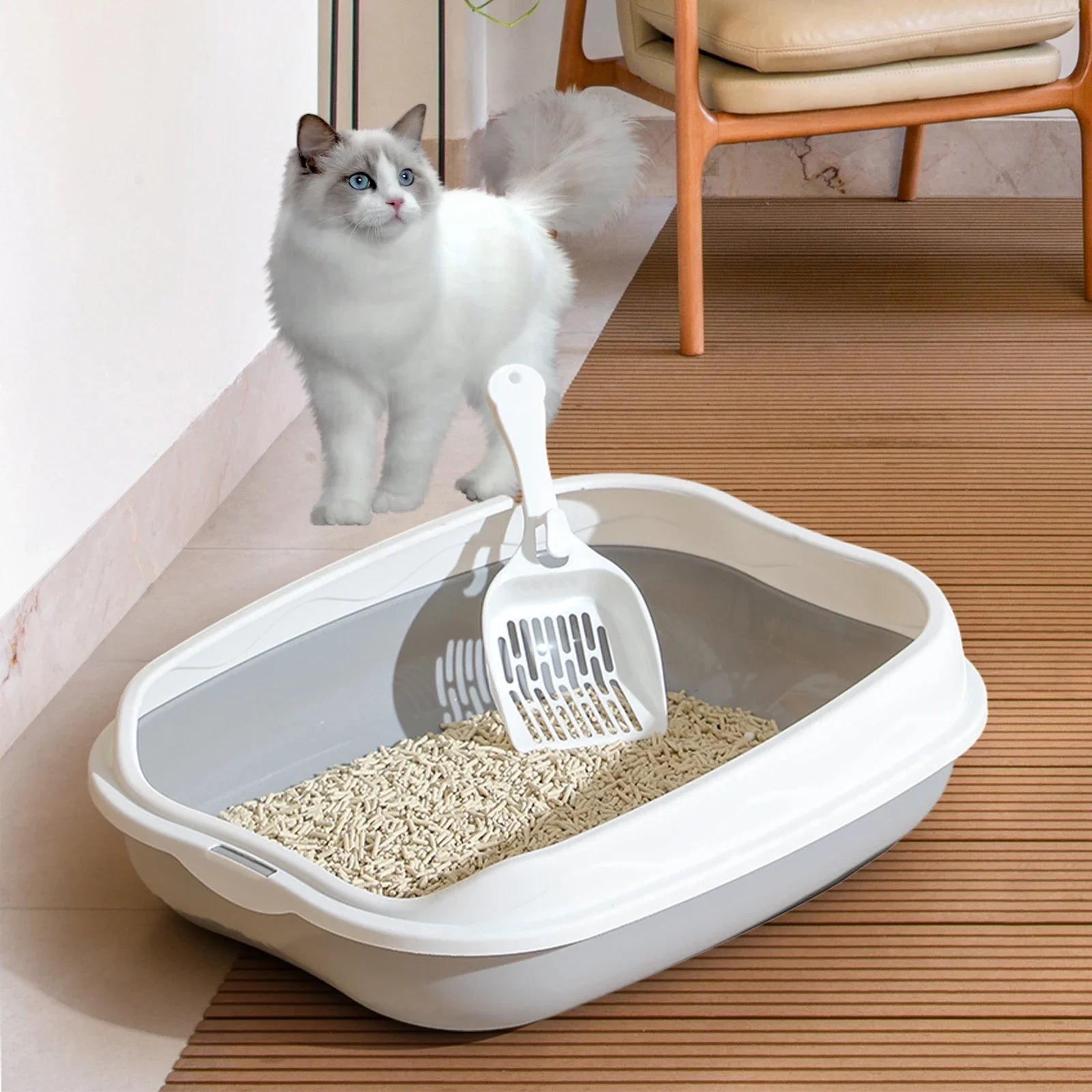 Portable Semi-Closed Cat Litter Box with Scoop-My Little Pet