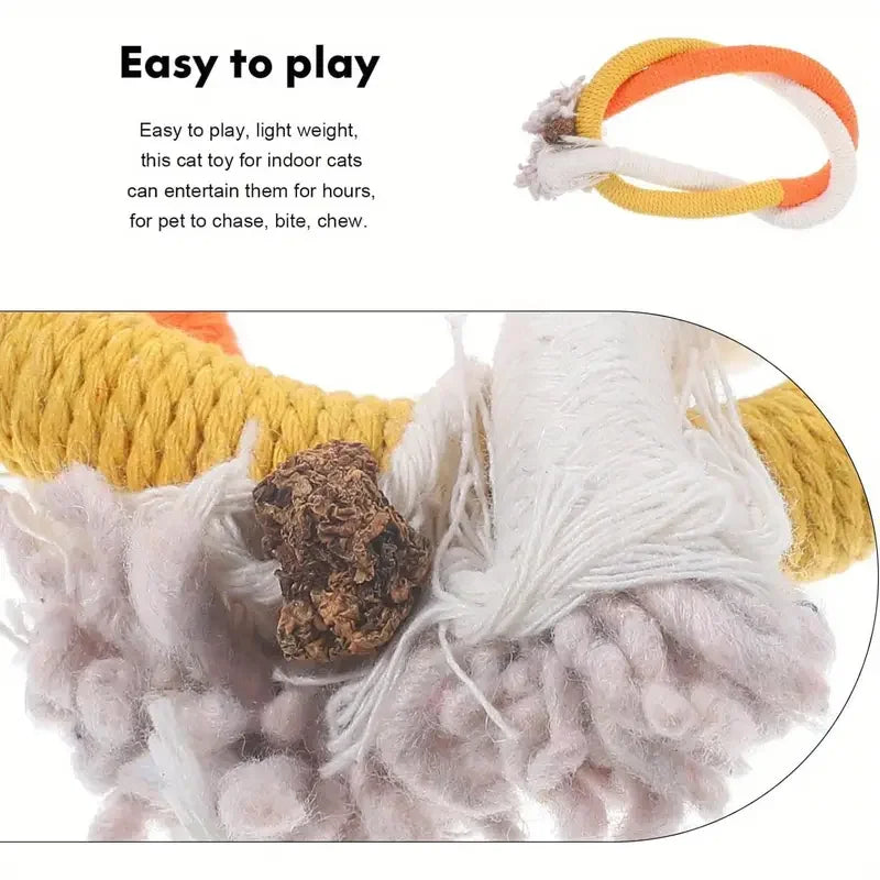 Interactive Cat Teaser Toy with Silvervine and Cotton Rope for Dental Health-My Little Pet