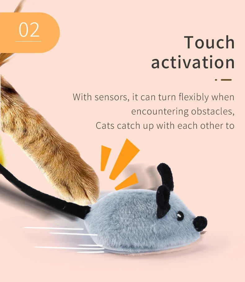 Interactive Electric Cat Toy with Random Movement - Plush Mouse Teaser-My Little Pet