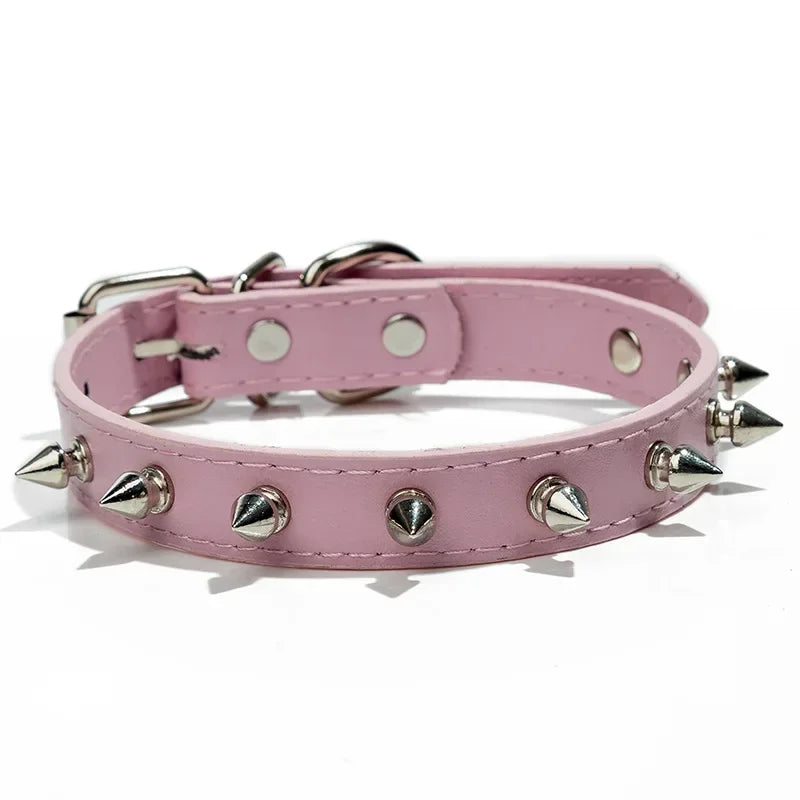 Leather Spiked Dog & Cat Collar - Stylish Studded Neck Strap for Pets-My Little Pet