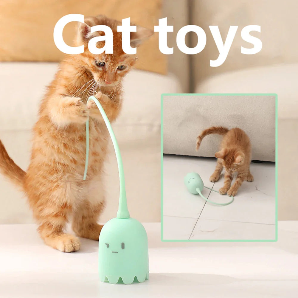 Interactive Electric Cat Teaser with Rotating Silicone Tail-My Little Pet