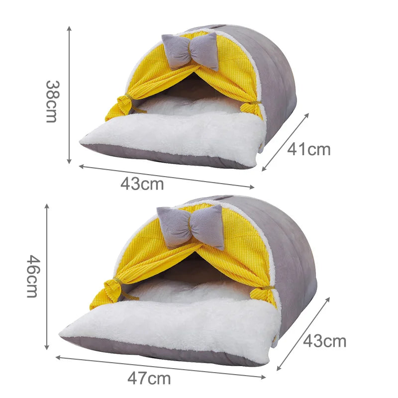 Cozy Winter Cat Tent - Plush and Warm Pet Bed-My Little Pet