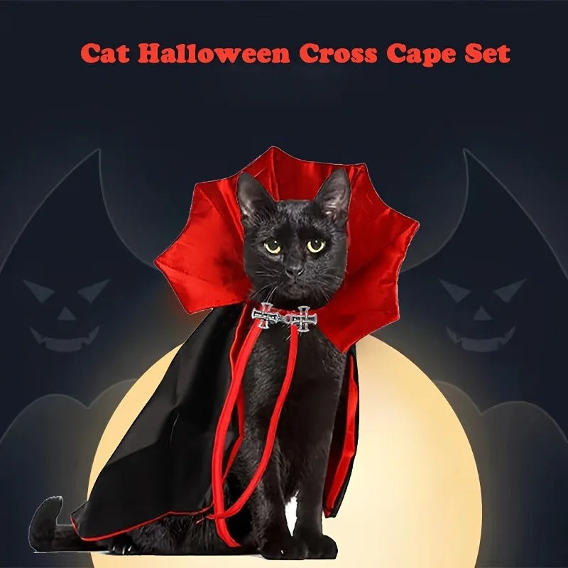 Halloween Vampire Costume Set for Cats-My Little Pet