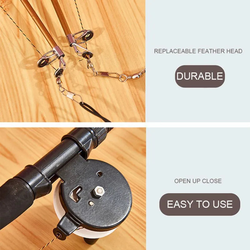 Retractable Feather Wand Cat Toy - Telescopic Fishing Rod Design-My Little Pet