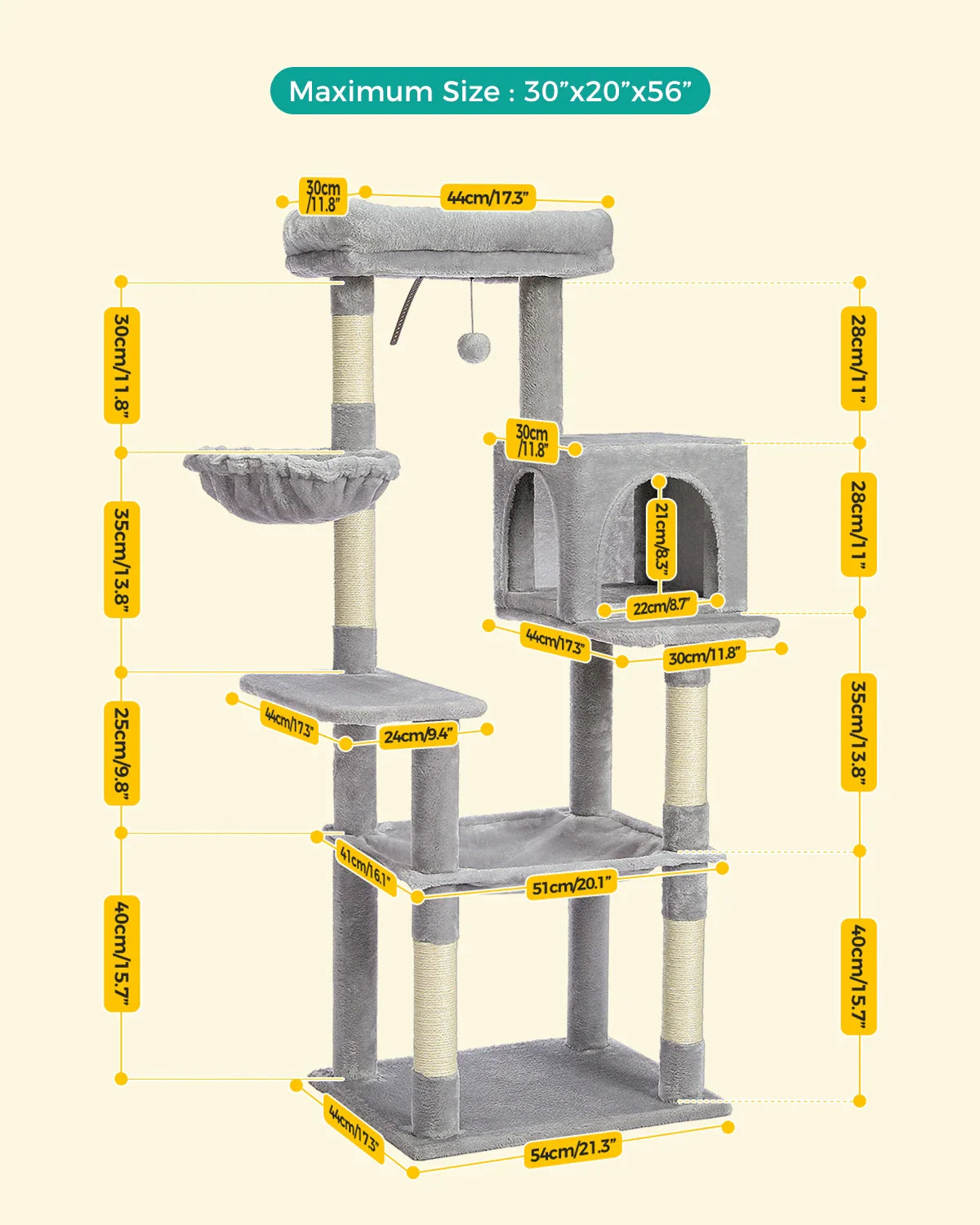 Multi-Level Cat Tree Tower with Scratching Post and Cozy Condo-My Little Pet