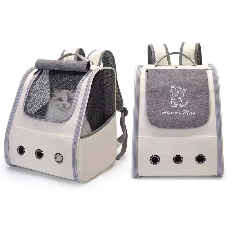 Breathable Cat Carrier Backpack with Multi-Access Doors and Safety Features-My Little Pet