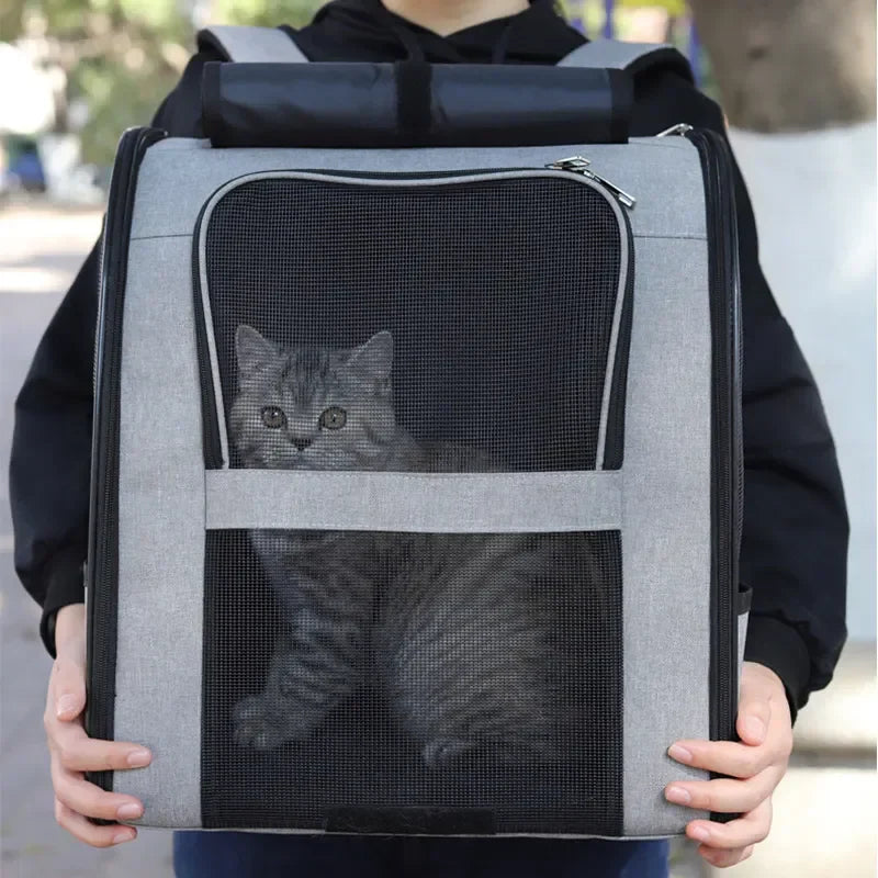 Breathable Cat and Small Dog Backpack - Portable Travel Carrier with Large Viewing Window-My Little Pet