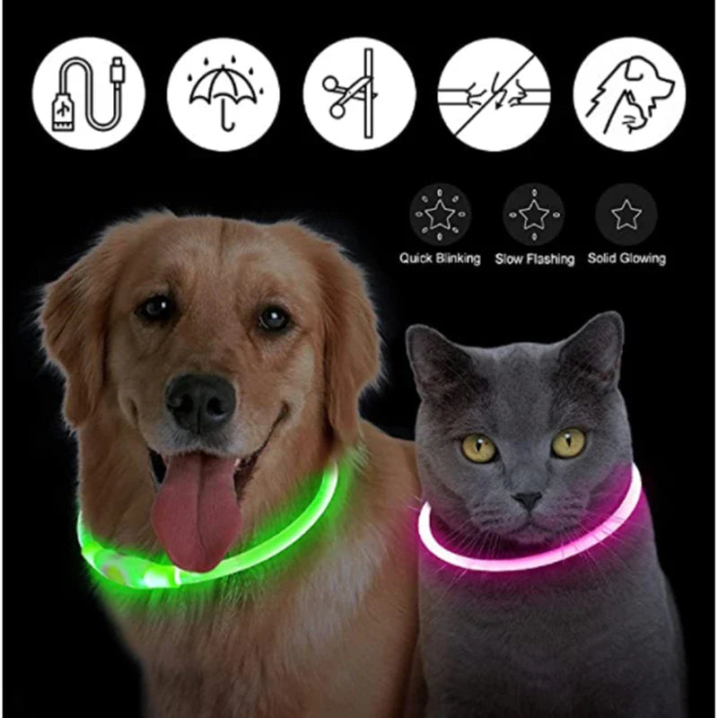 Rechargeable LED Dog Collar - Adjustable, Luminous Safety Collar for Pets-My Little Pet