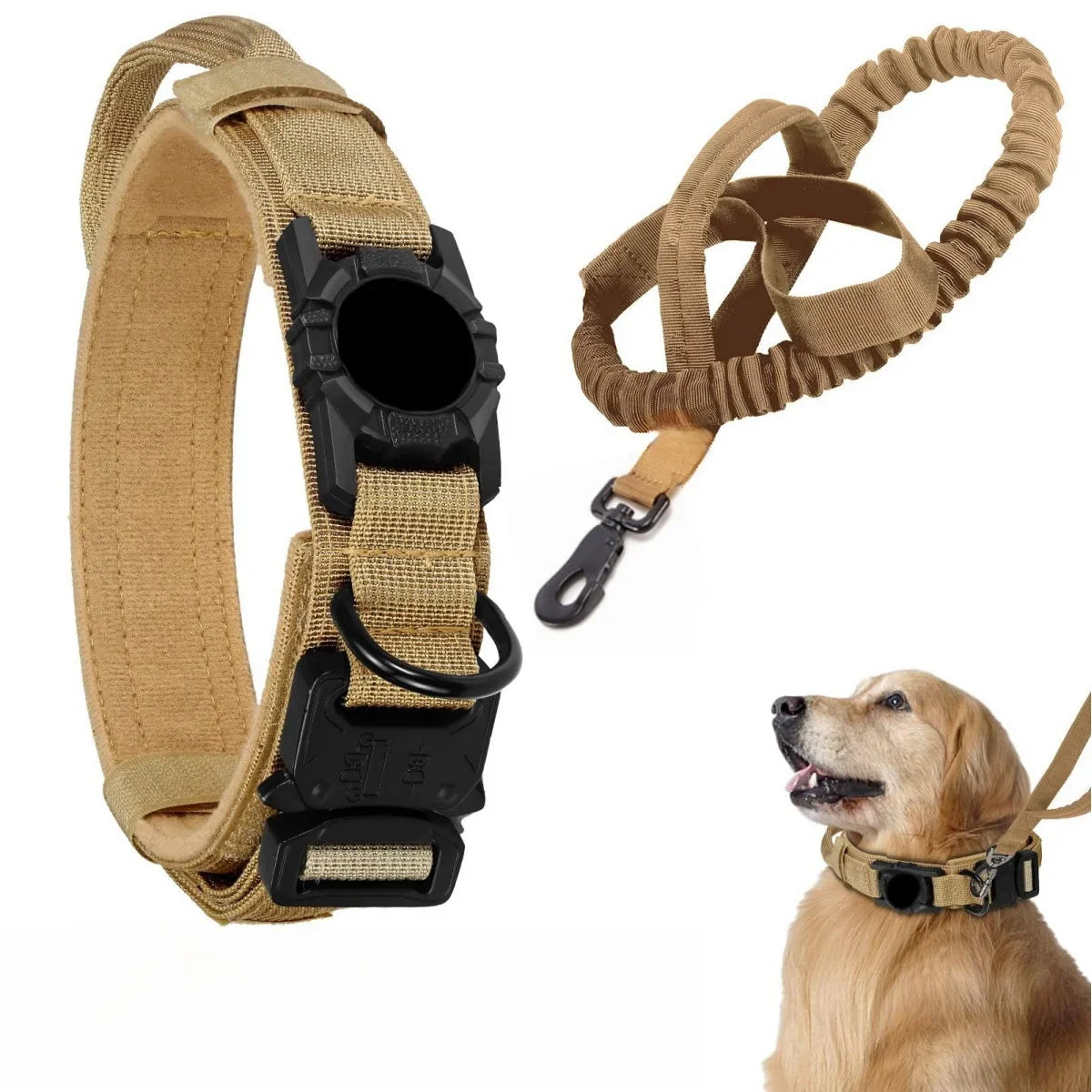 Adjustable Tactical Dog Collar with AirTag Holder for Medium and Large Dogs-My Little Pet