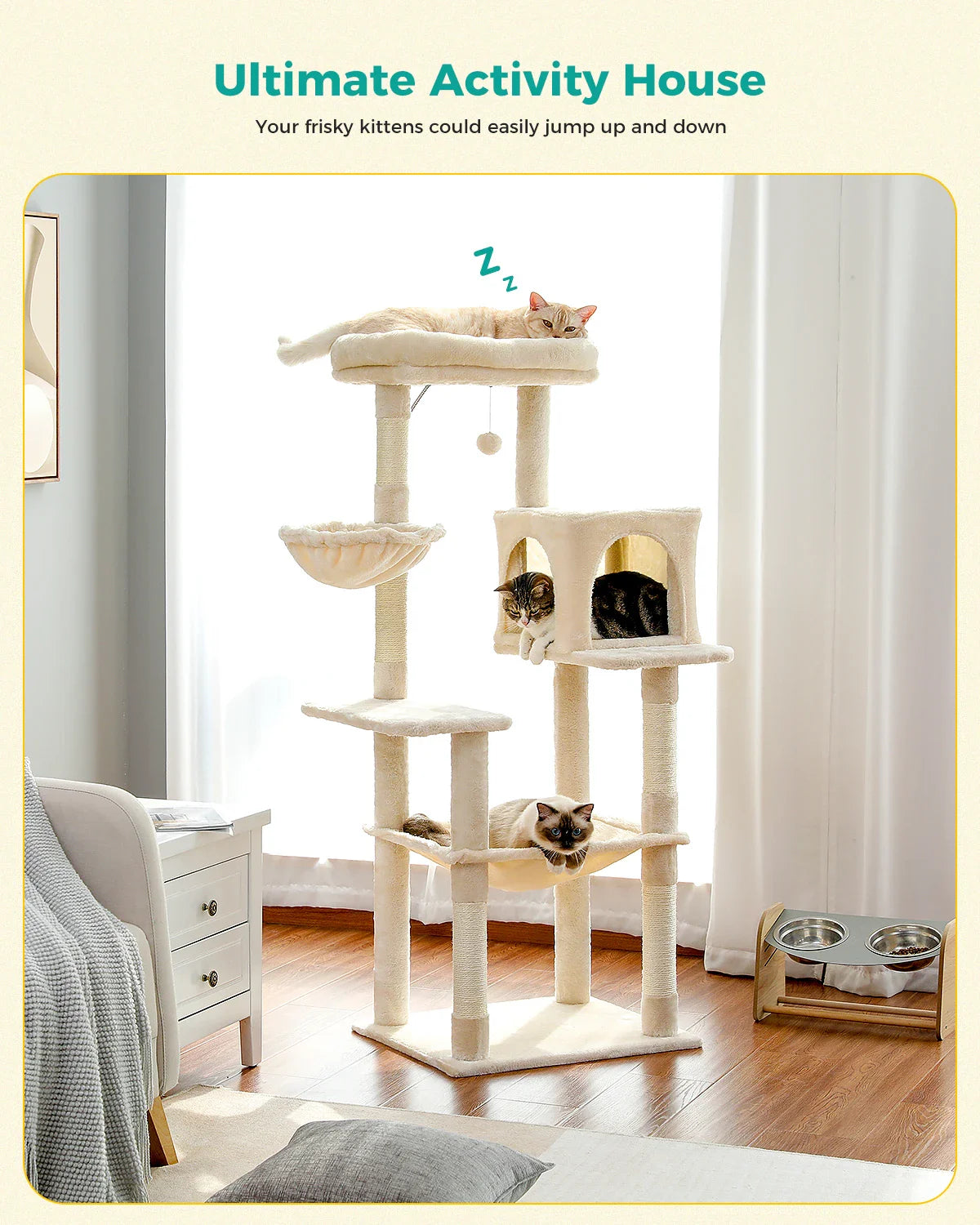 Multi-Level Cat Tree Tower with Scratching Post and Cozy Condo-My Little Pet