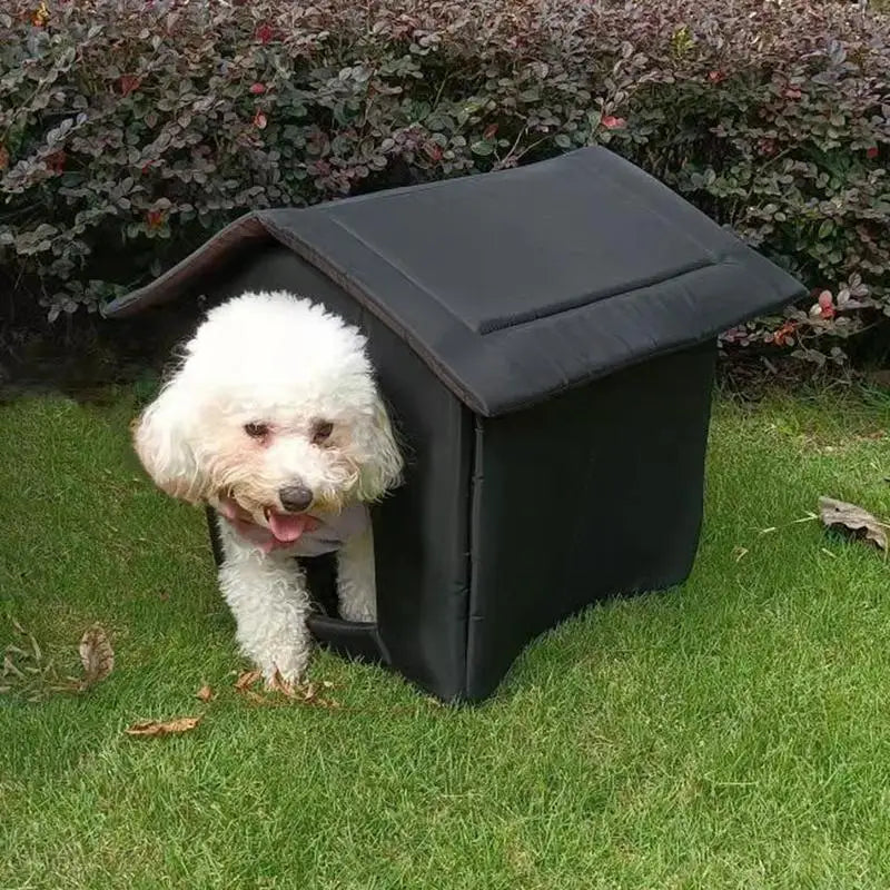 Waterproof Foldable Outdoor Cat House with Warm Pet Bed-My Little Pet