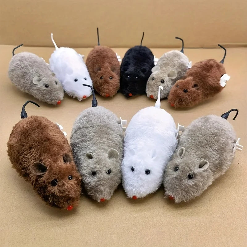 Multi-Purpose Plush Mouse Toy with Wind-Up Mechanism-My Little Pet