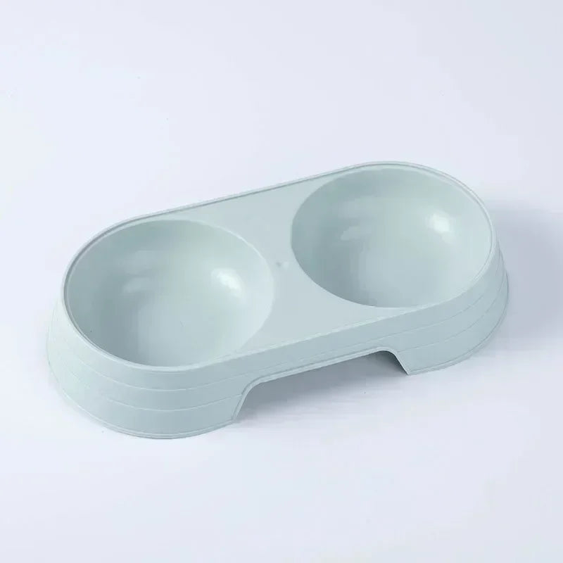 Macaron Pet Double Bowl - Plastic Feeding Tray for Cats & Dogs, Food & Water Feeder-My Little Pet