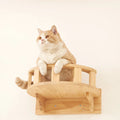 Wall-Mounted Wooden Cat Climbing Shelves - Four-Step Stair with Hammock-My Little Pet