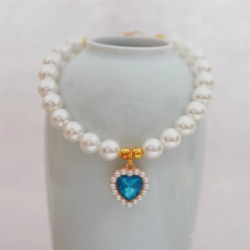 Elegant Adjustable Pearl Pet Necklace for Cats and Dogs-My Little Pet