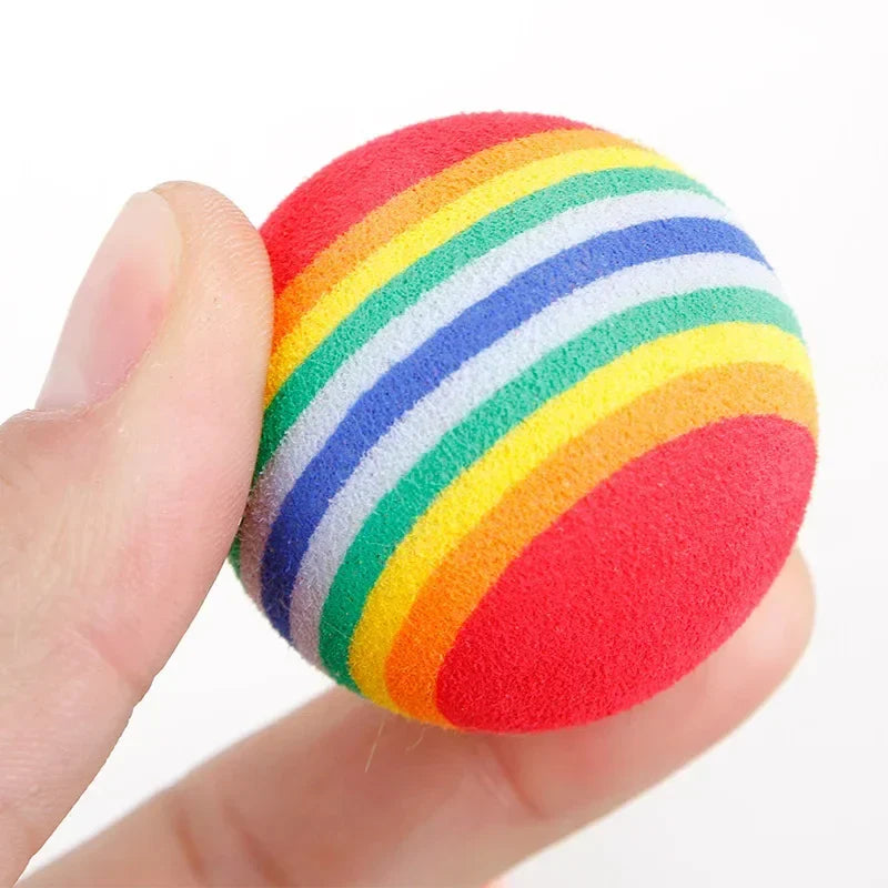 Rainbow Cat Toys Ball Interactive Cat Dog Play Chewing Rattle Scratch Ball Training Balls Pet Toys Supplies-My Little Pet