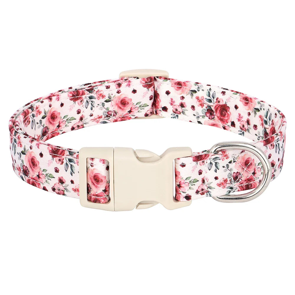 Adjustable Nylon Dog Collar with Floral Print for All Dog Sizes-My Little Pet