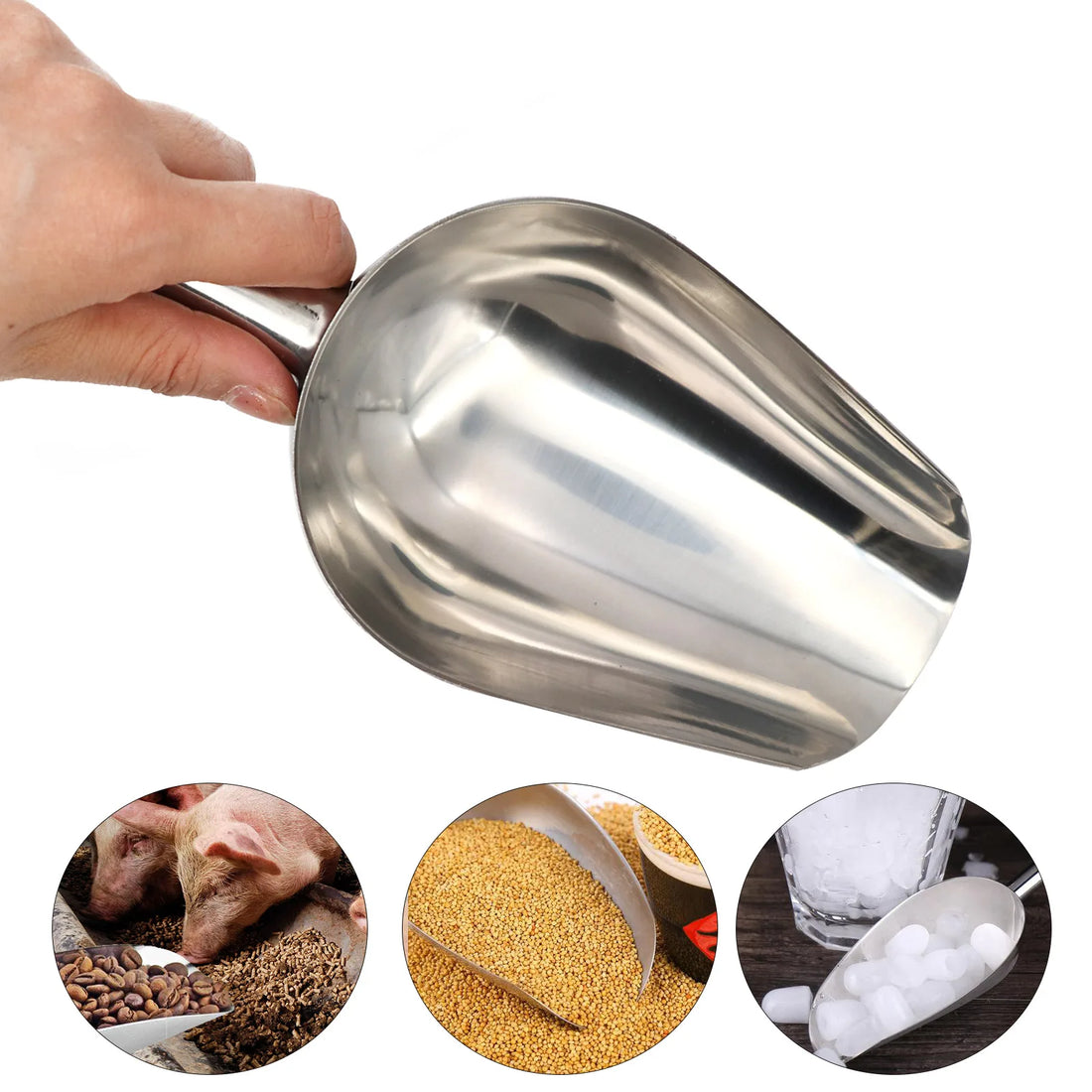 Stainless Steel Pet Food Scoop - Dual Material Design for Versatility-My Little Pet