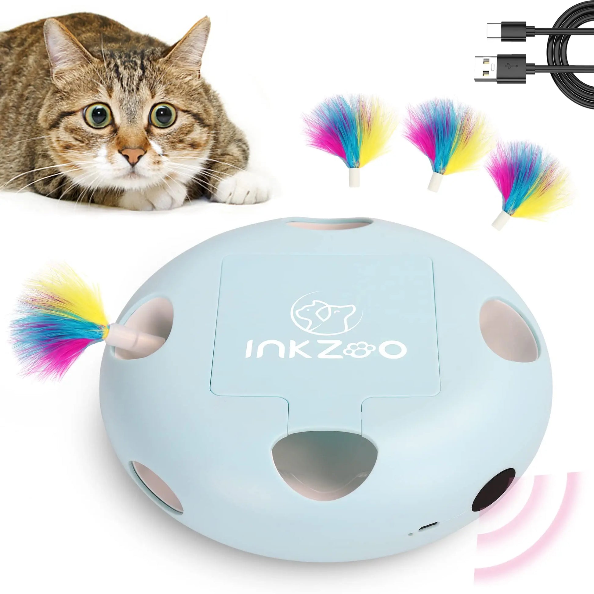 Interactive Cat Toy with Smart Feather, Automatic Standby, and Type-C Charging - Ideal for Indoor Cats-My Little Pet