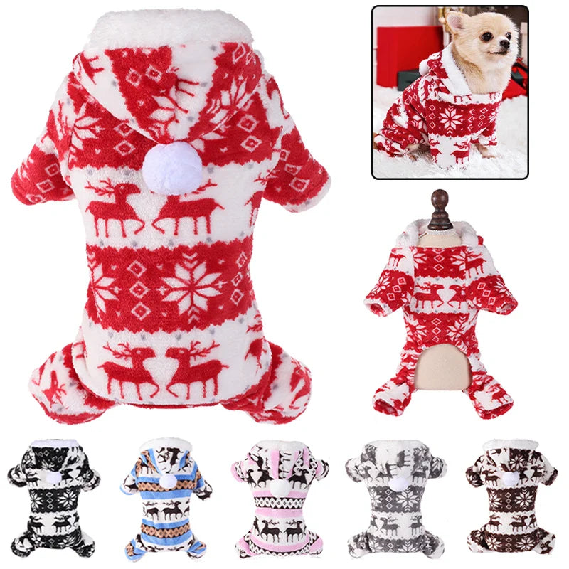 Winter Plush Dog Jumpsuit - Cozy Pet Pajamas for Small to Medium Dogs and Cats-My Little Pet