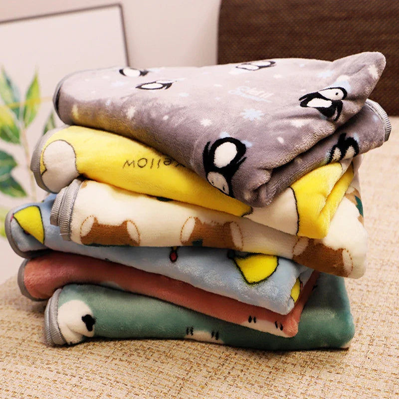 Cozy Flannel Pet Blanket for Dogs and Cats - Winter Warmth with Cartoon Designs-My Little Pet