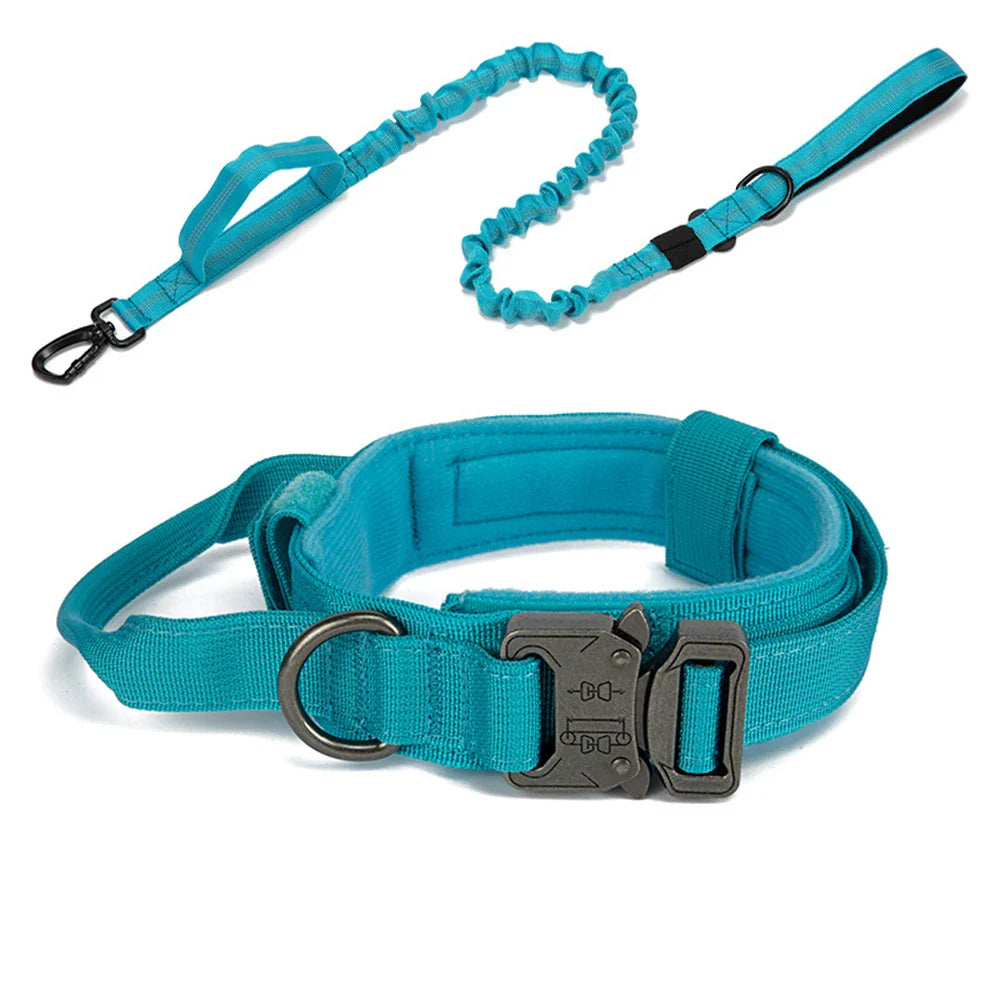 Reflective Nylon Dog Collar and Leash Set for Large Dogs - Tactical Training Gear-My Little Pet