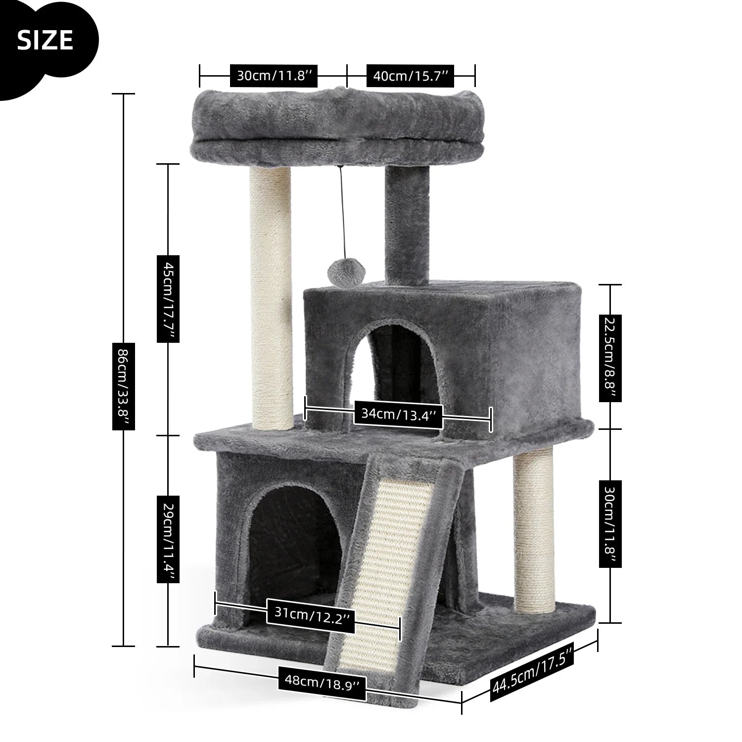 Luxury Indoor Cat Tree with Hammock, Double Condos, and Scratching Posts-My Little Pet