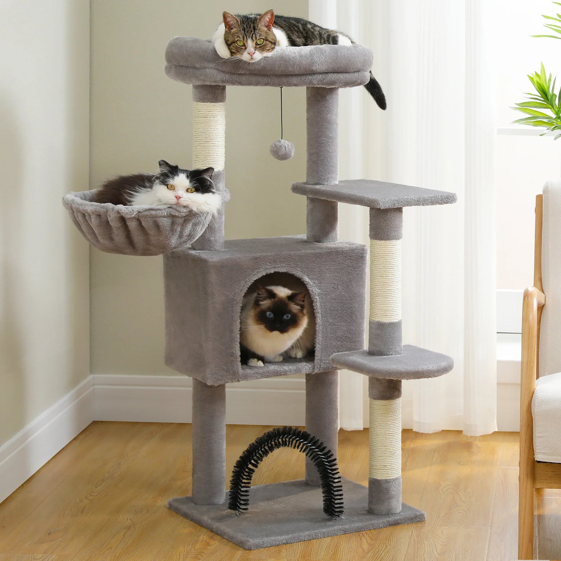 Indoor Cat Tree Tower with Self Groomer-My Little Pet