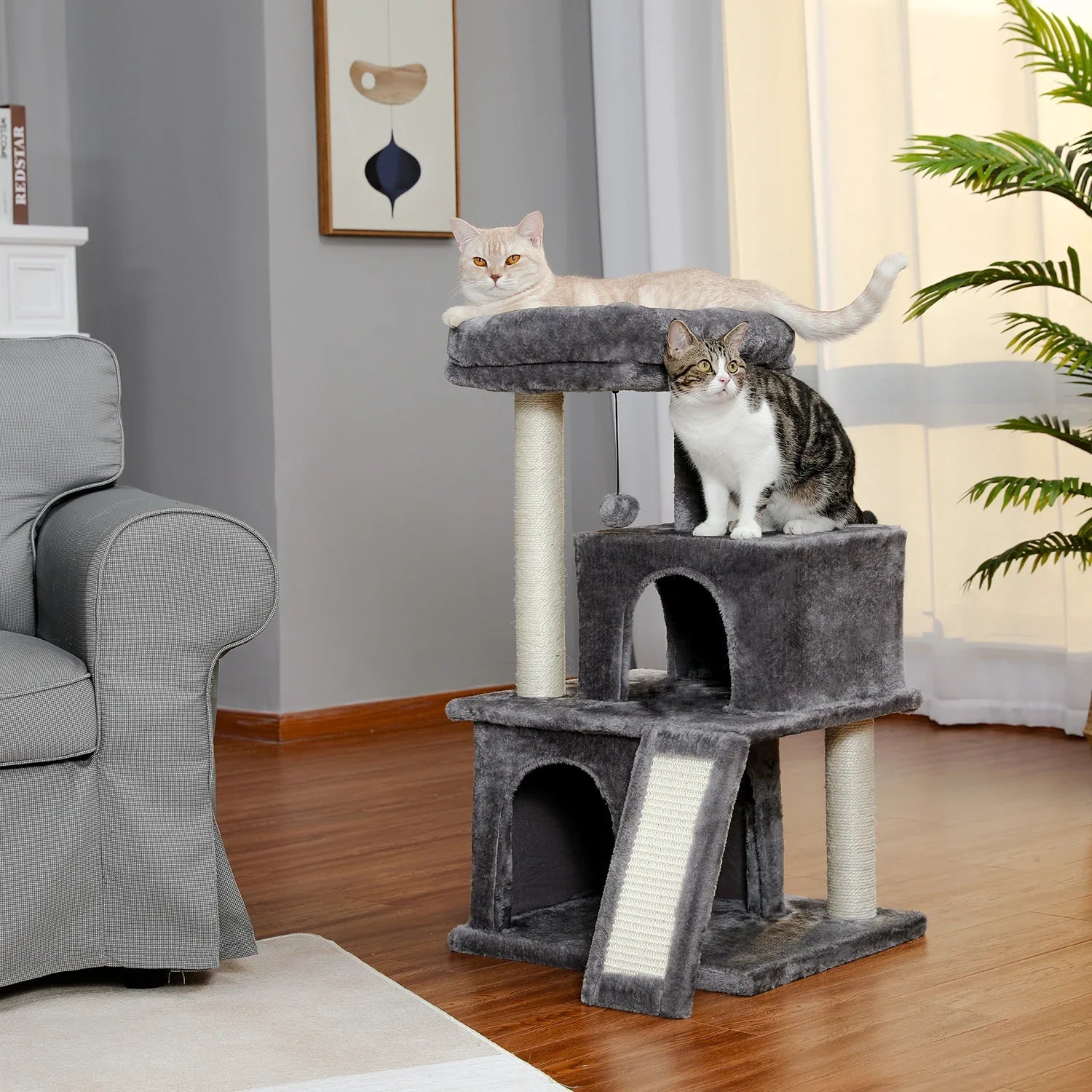 Luxury Indoor Cat Tree with Hammock, Double Condos, and Scratching Posts-My Little Pet