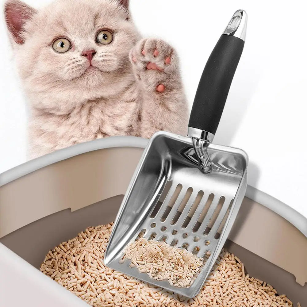 Steel Cat Litter Scoop – Long Handle Pet Cleaning Tool-My Little Pet