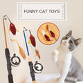 Retractable Feather Wand Cat Toy - Telescopic Fishing Rod Design-My Little Pet