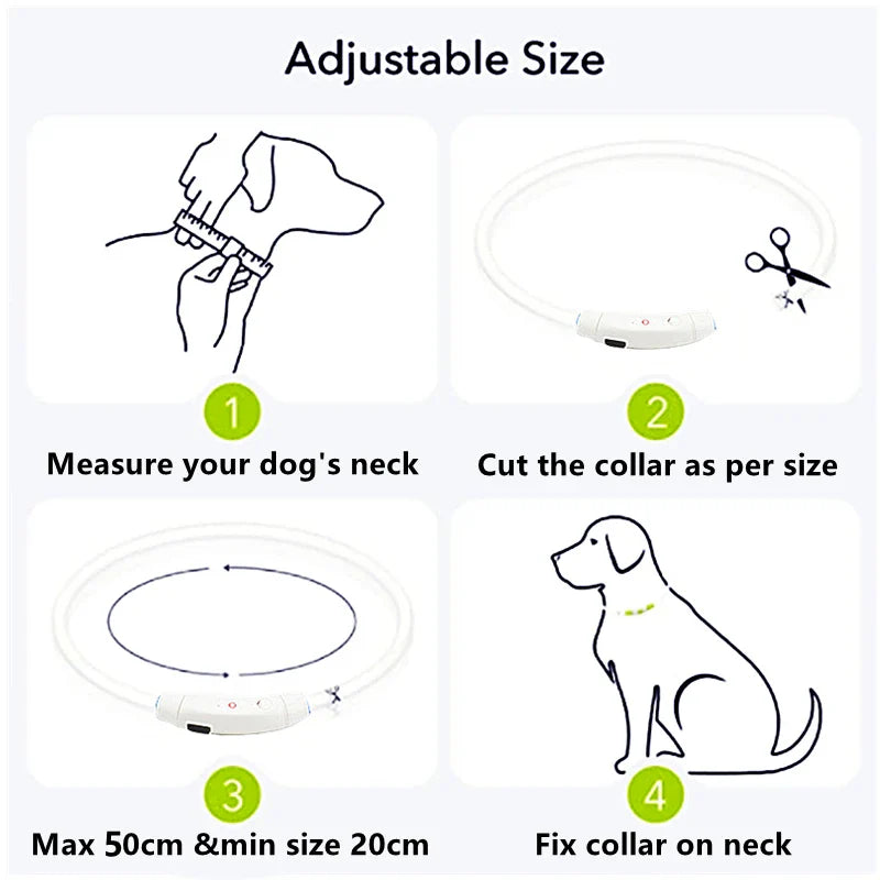 Rechargeable LED Dog Collar - Adjustable, Luminous Safety Collar for Pets-My Little Pet