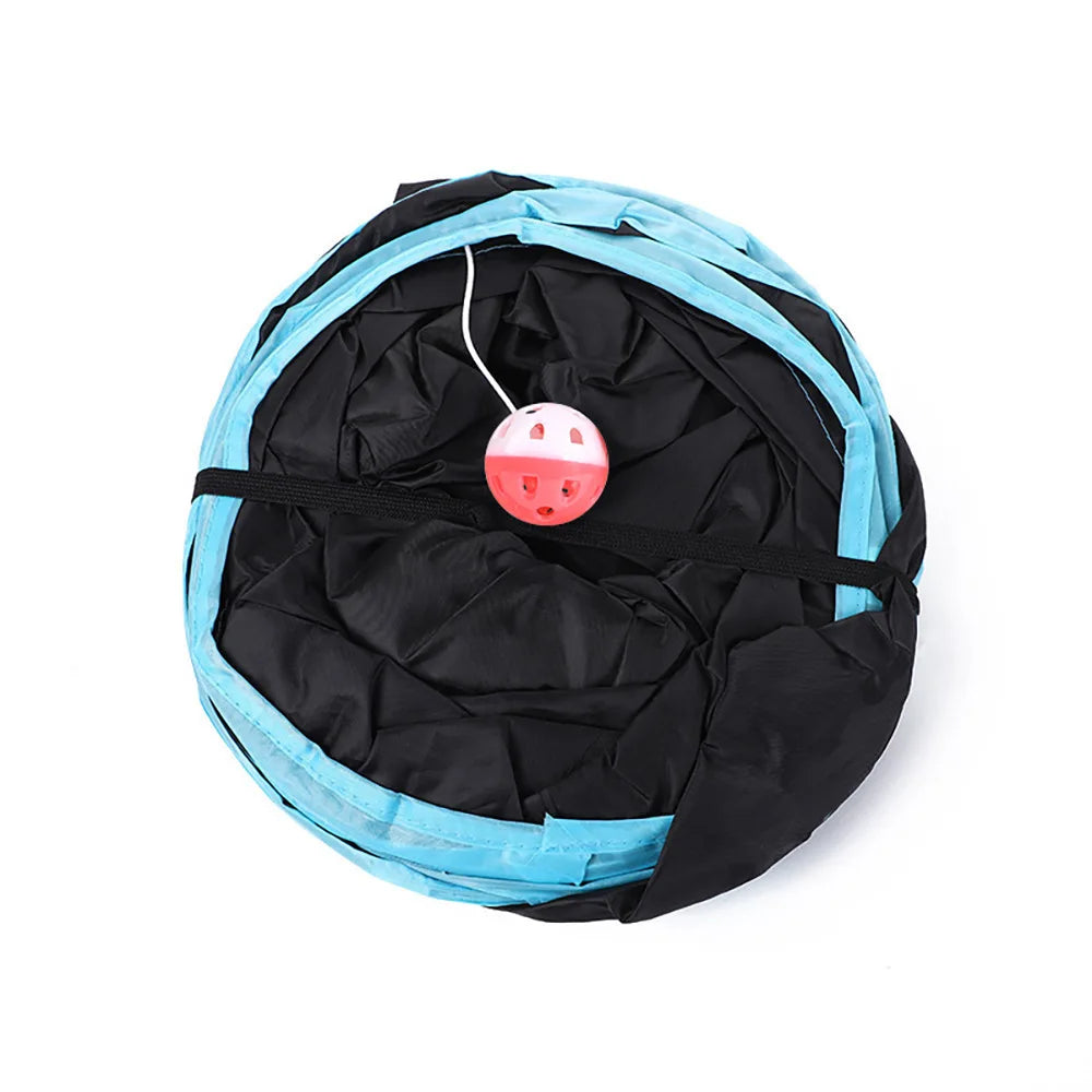 Foldable Cat Tunnel with Interactive Toy - Breathable Play Tunnel for Indoor Cats-My Little Pet