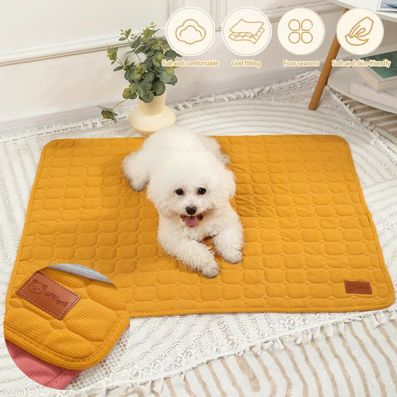 Reusable Cotton Waffle Pet Mat for Dogs - Washable and Eco-Friendly-My Little Pet