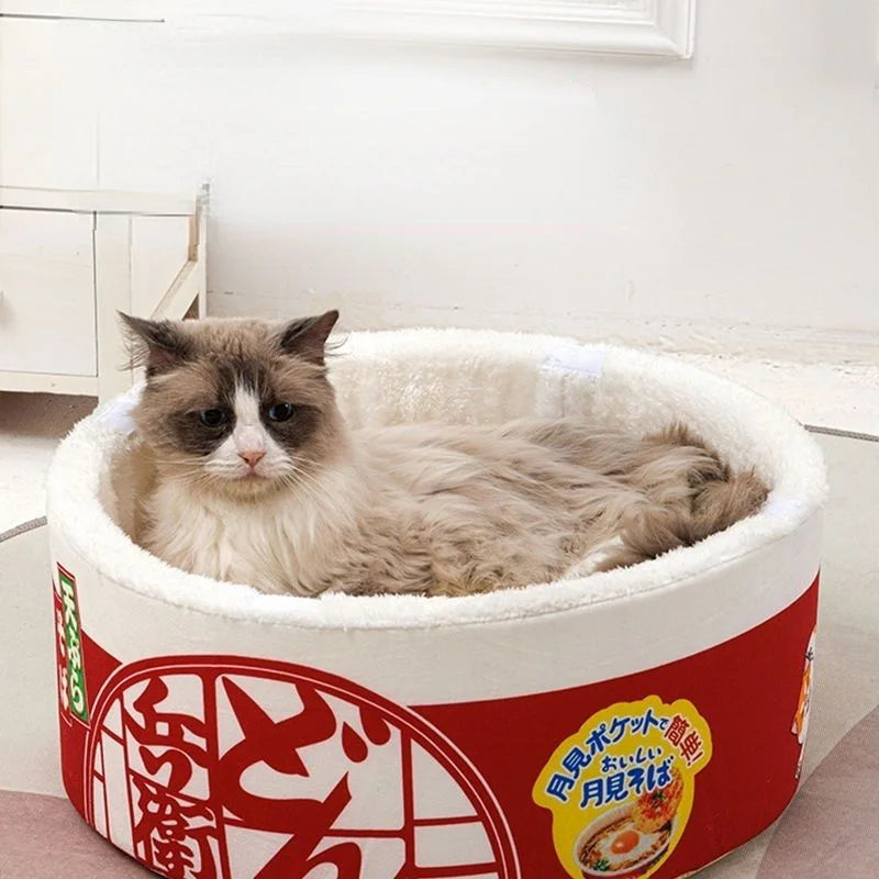 Trendy Instant Noodle Cat Bed – Cozy and Creative Sleeping Litter for All Seasons-My Little Pet