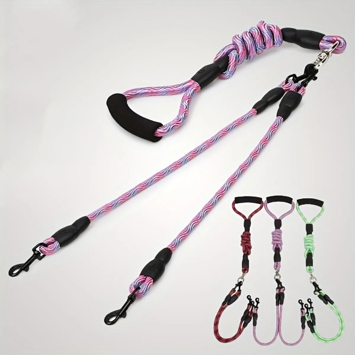 Dual-Head Dog Leash with Wave Pattern - Detachable and Anti-Tangle-My Little Pet