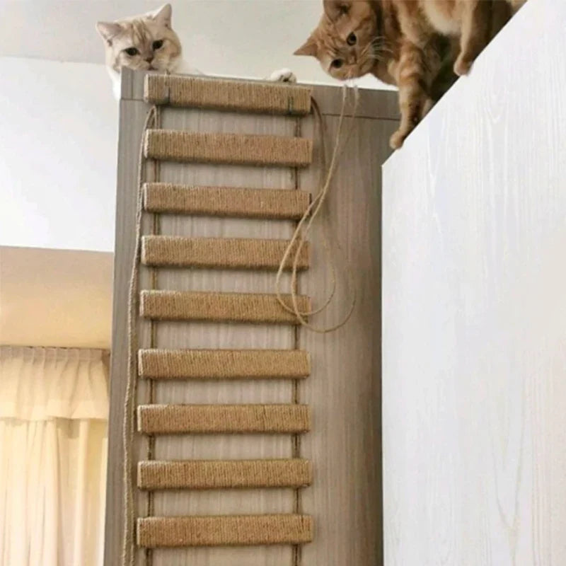 Wall-Mounted Cat Bridge with Sisal Scratching Post-My Little Pet