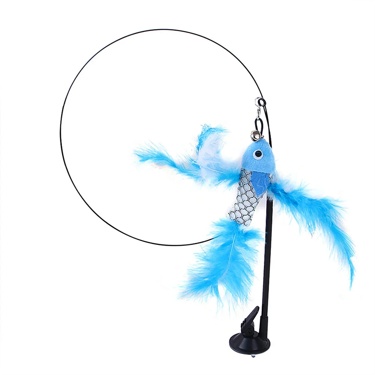 Interactive Cat Toy - Feather Teaser Wand with Bell and Sucker Base-My Little Pet