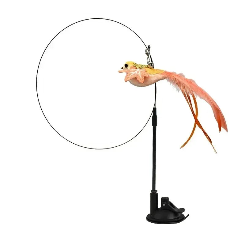 Interactive Peacock Feather Cat Toy with Bell and Suction Cup-My Little Pet